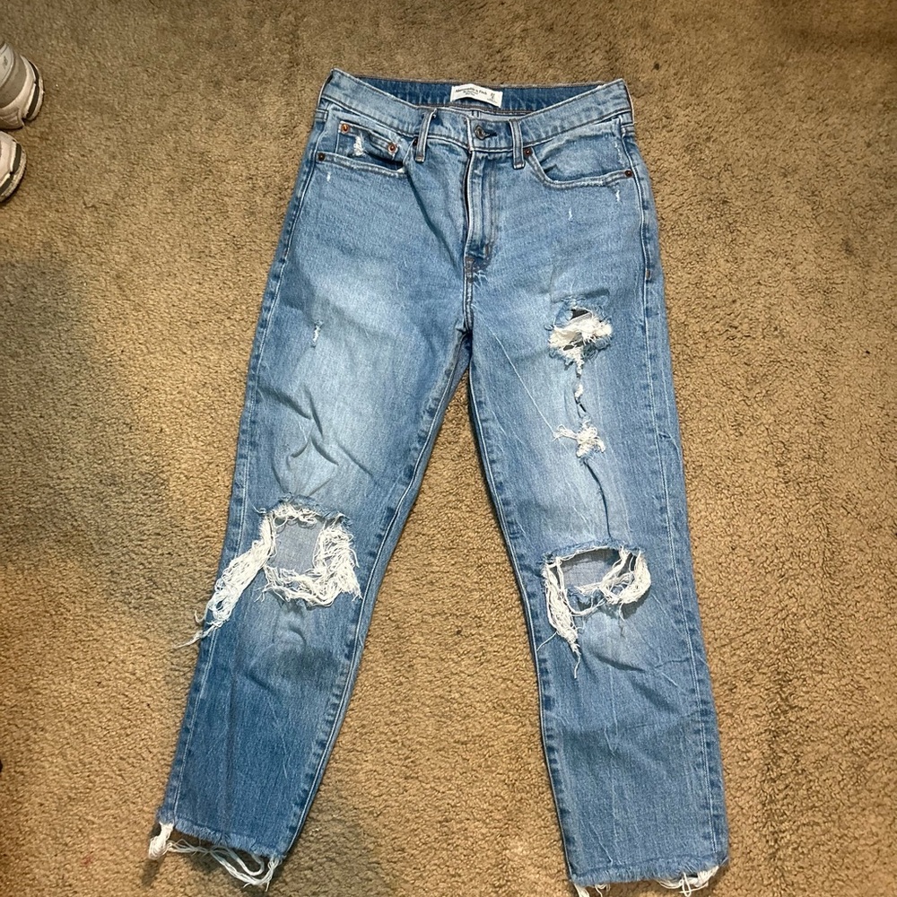 Abercrombie & Fitch Ripped Light Blue Boyfriend Jeans